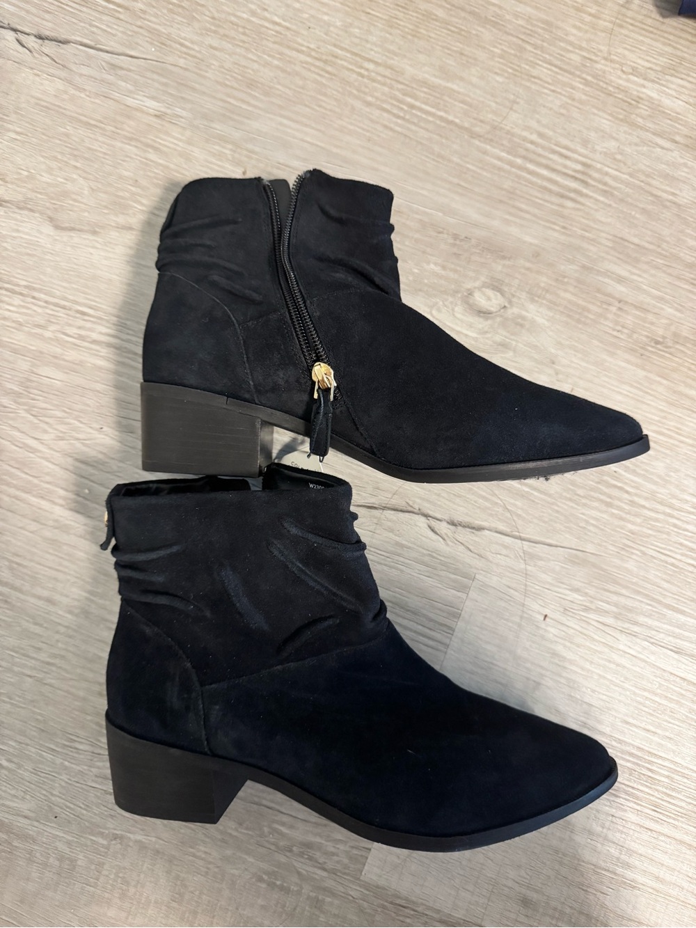 Cole Haan Suede Waterproof Side-Zip Ankle Booties